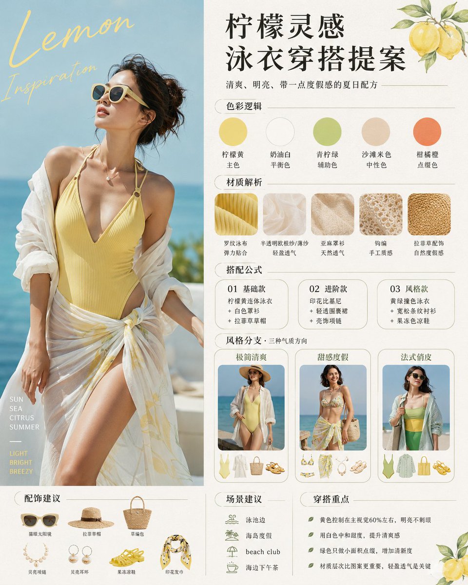 柠檬灵感泳装时尚提案