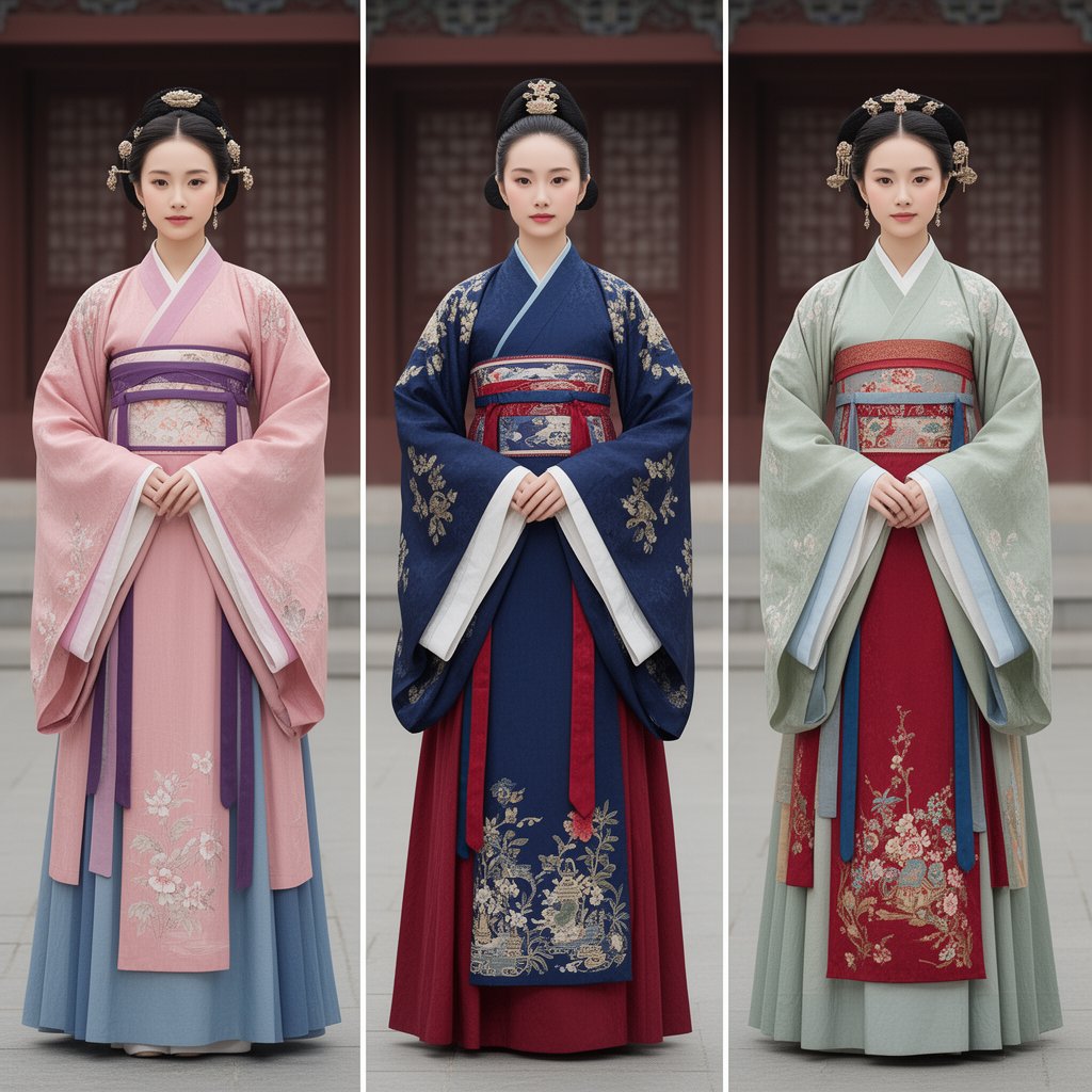 韩服时尚三联画
