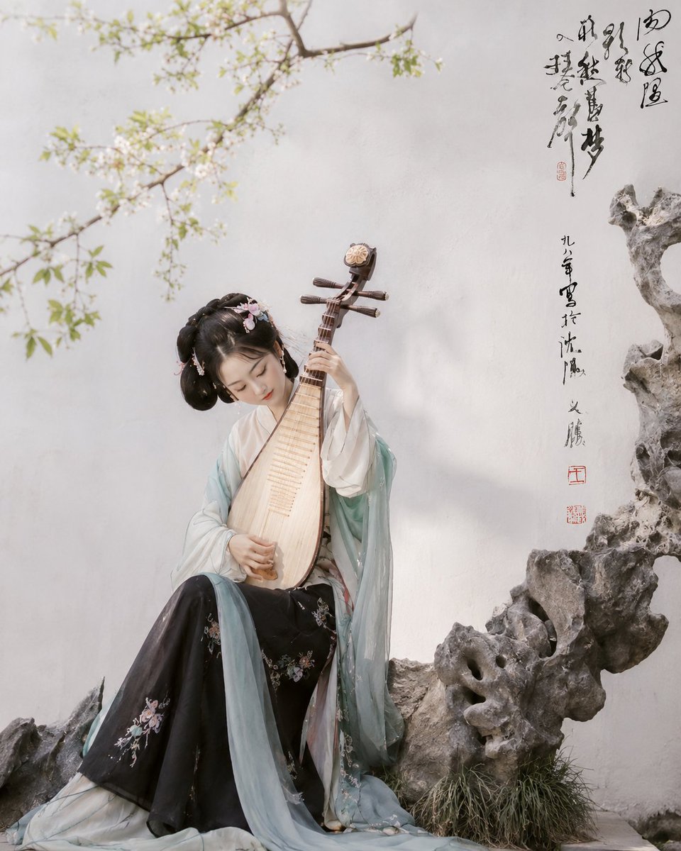 汉服琵琶园林人像
